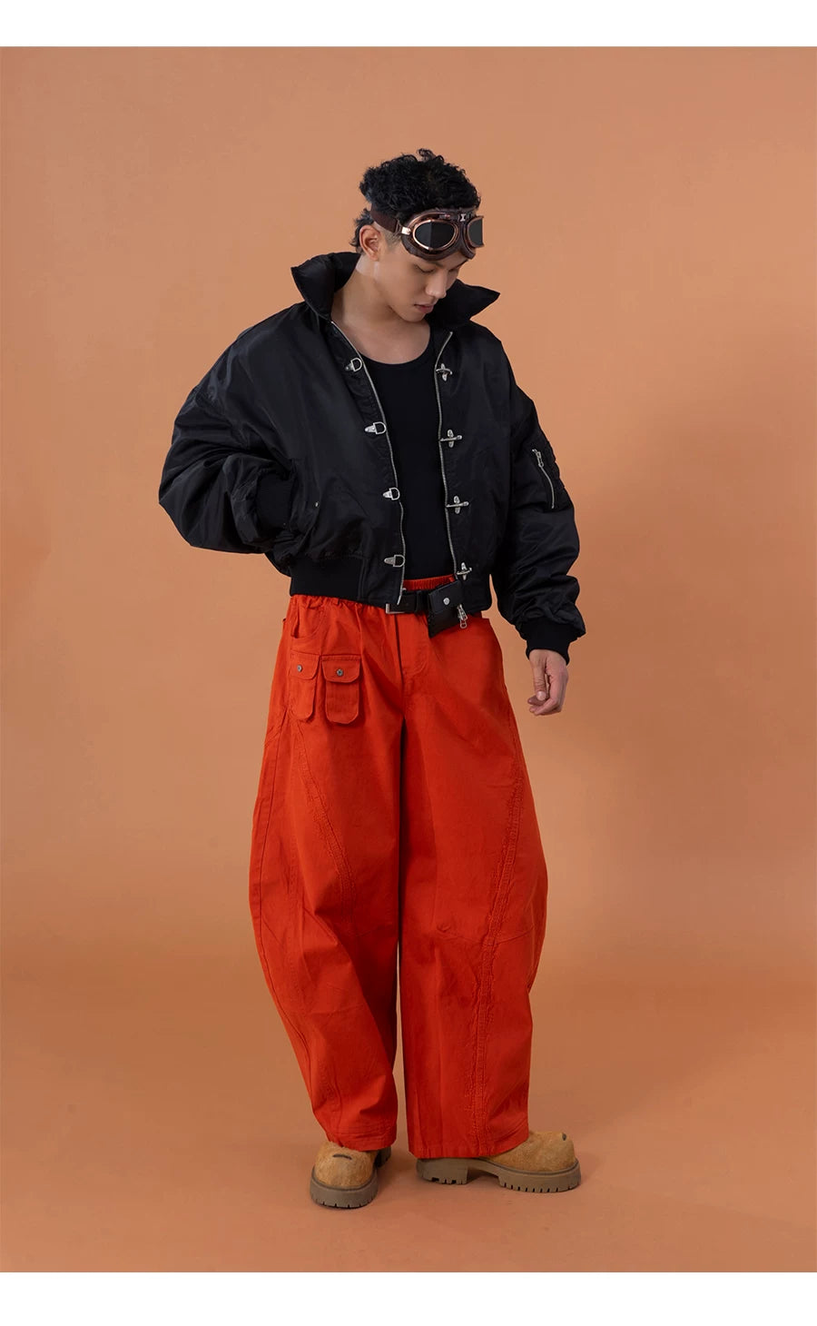 Men's Y2K Green Orange Cargo Pants