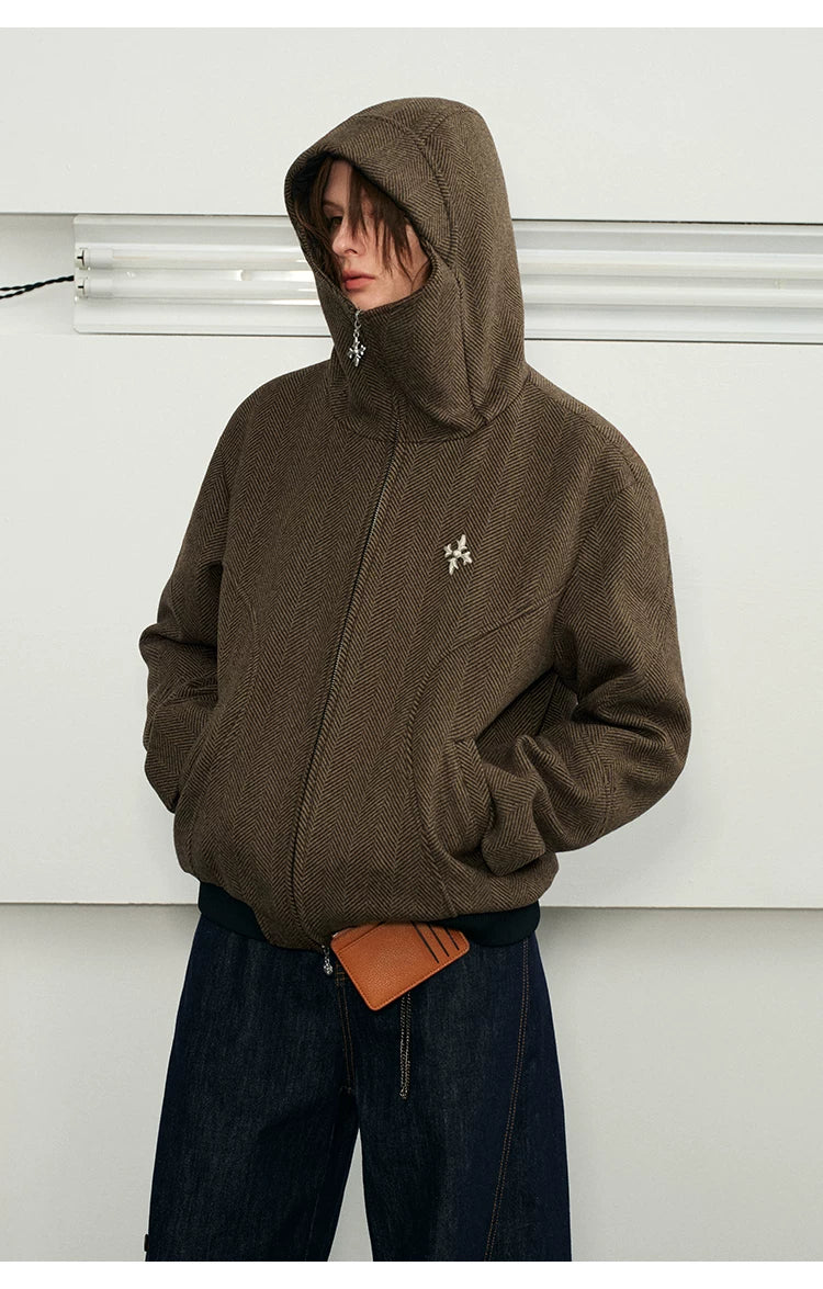 Men's Herringbone Hooded Puffer Jacket
