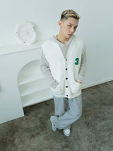 Men's Black-White Number Embroidered Knit Vest