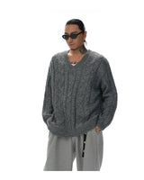 Men's V-neck Twist Wool Blend Sweater