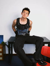 Technoboy Print Ribbed Unisex Tank Tops