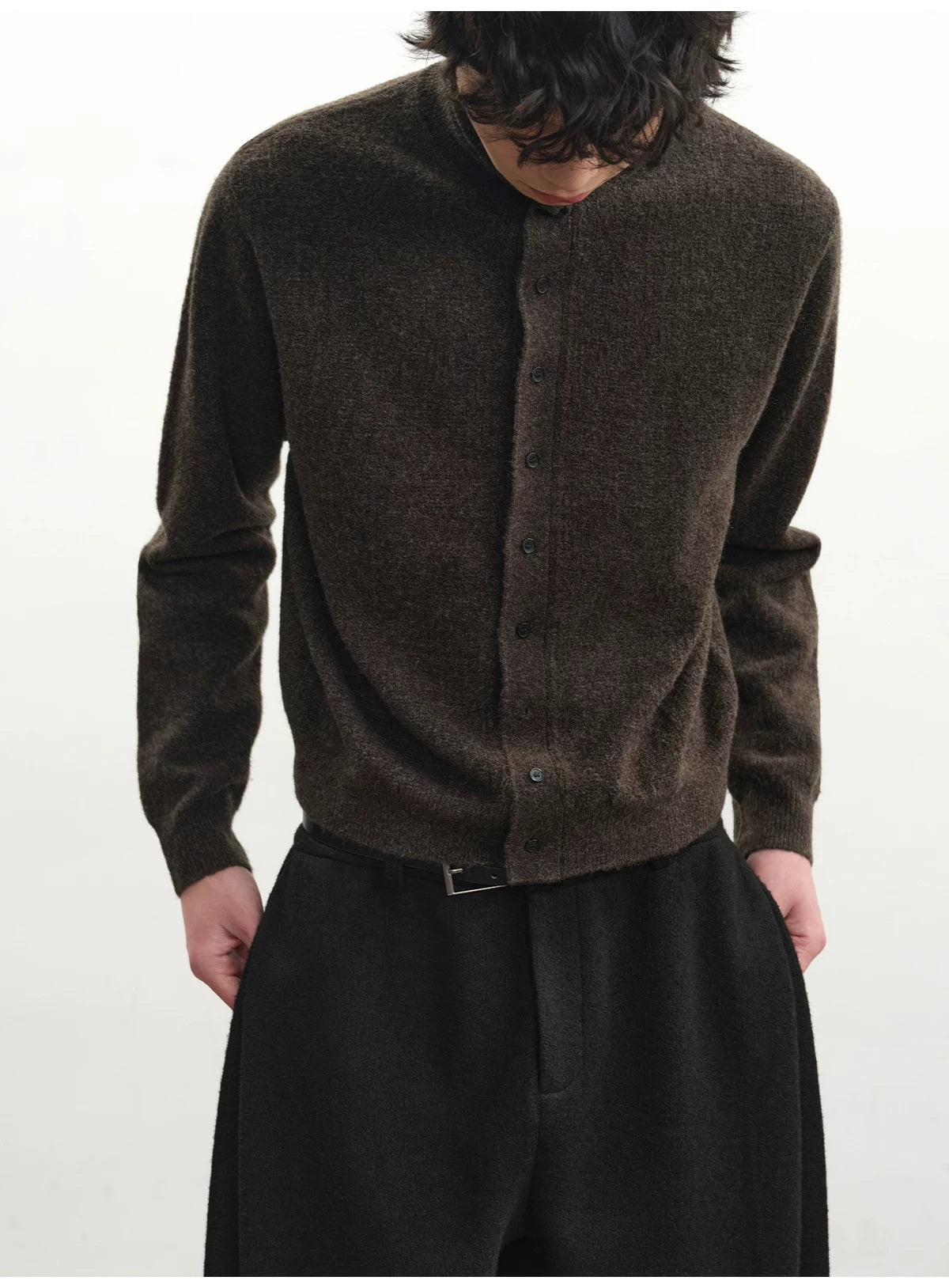 Marled Turtleneck Cardigan Sweater