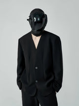 Unisex Loose Padded Uncollared Blazer