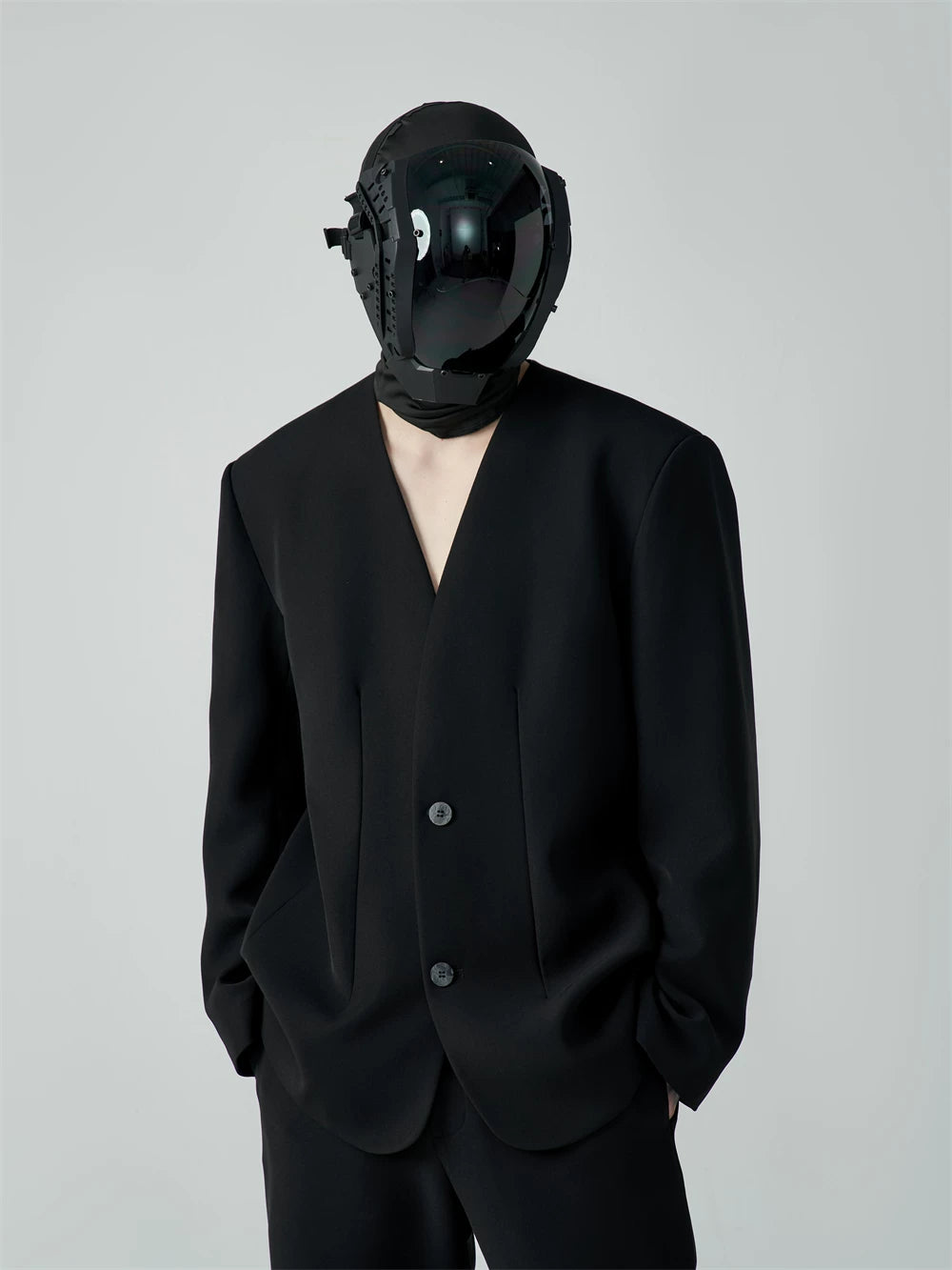 Unisex Loose Padded Uncollared Blazer
