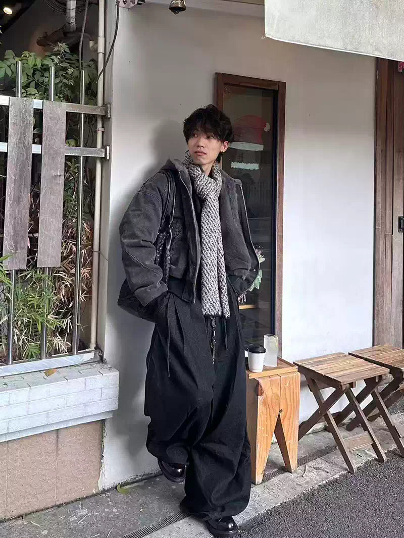 Double Wide Pleated Washed Kendo Jeans