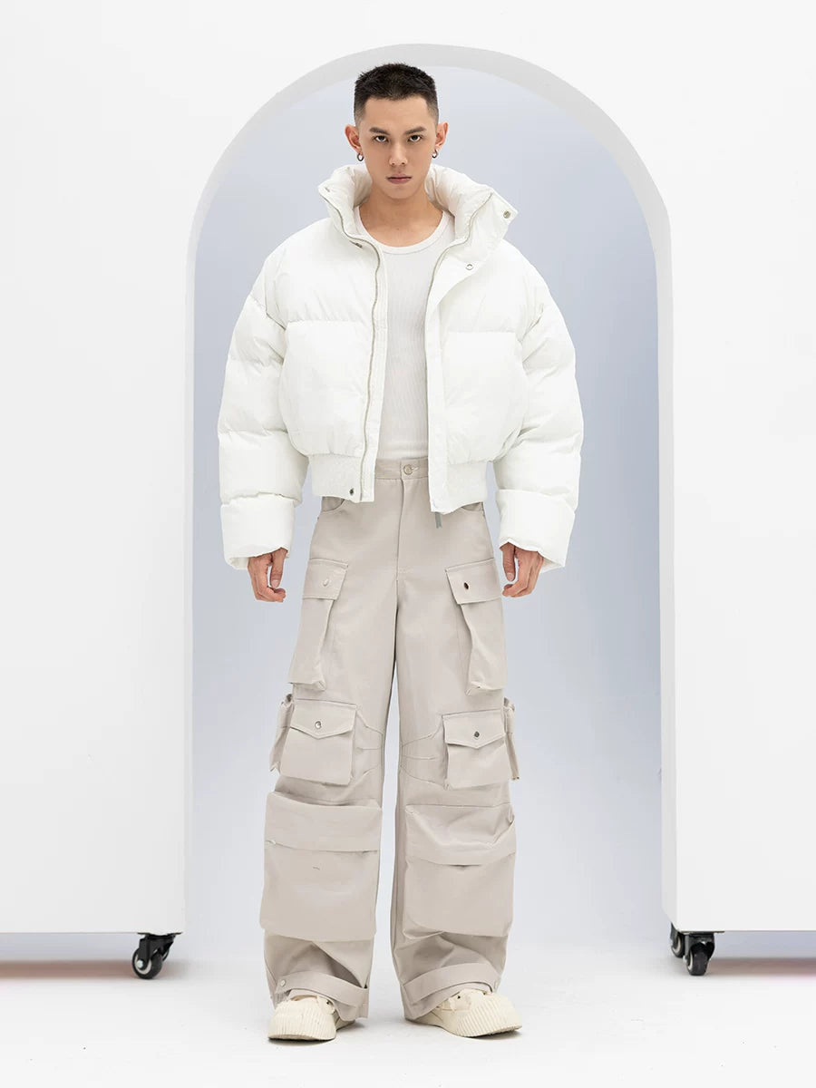 Men's Black White Gray Puffer Jacket