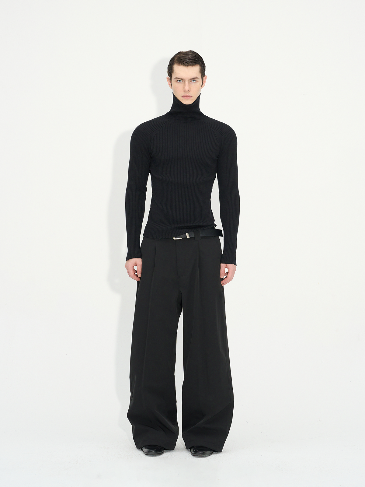 Slim Fit Ribbed Knit Long Sleeve Tops