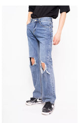 Men's Loose Straight Distressed Vintage Jeans