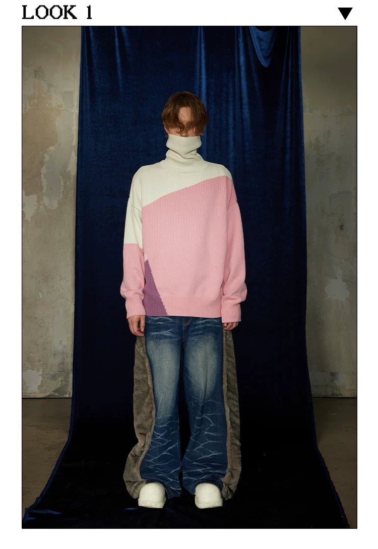 Mid-length Thick Wool Blend Turtleneck Sweater