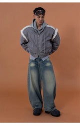 Gray 2-in-1 Hooded Sherpa Bomber Jacket