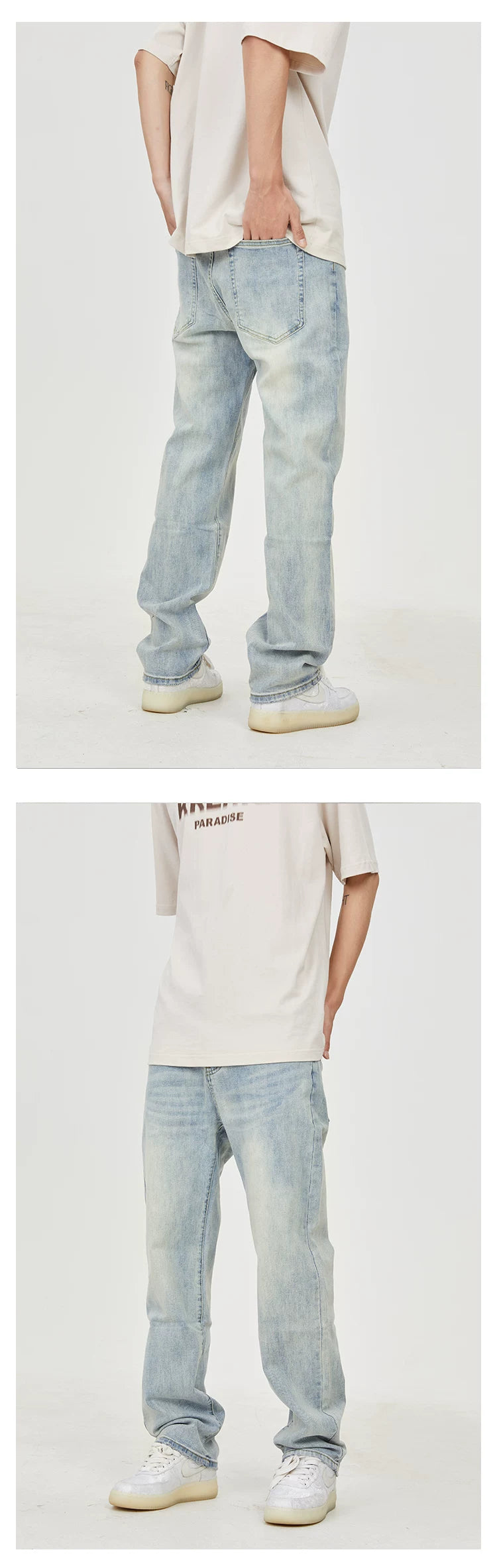 Cleanfit Distressed Light Wash Straight Jeans