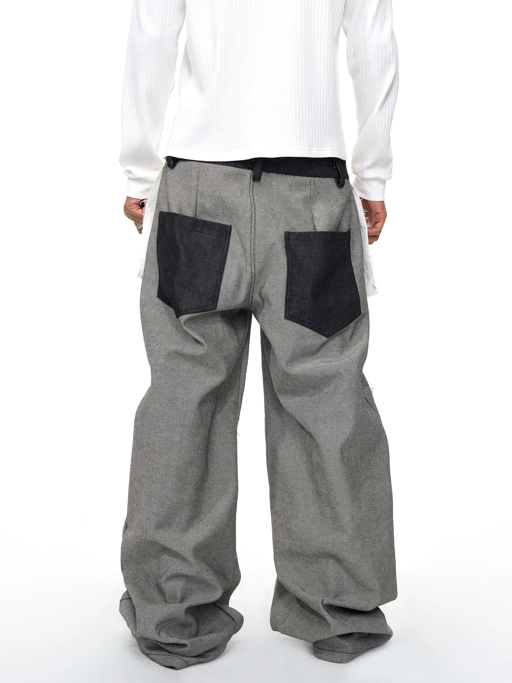 Men's Raw Printed Wide Leg Jeans