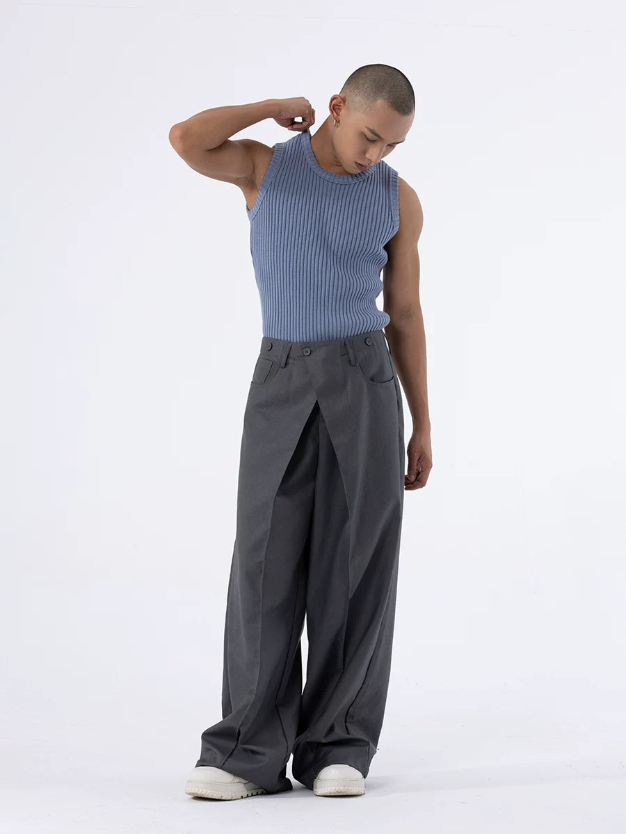 Loose Multi-color Crew Neck Sweater Vest