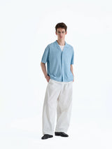 Collared Linen Blend Knit Cardigan