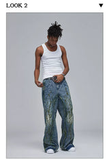 American Wide-Leg Washed Dirtyfit Jeans