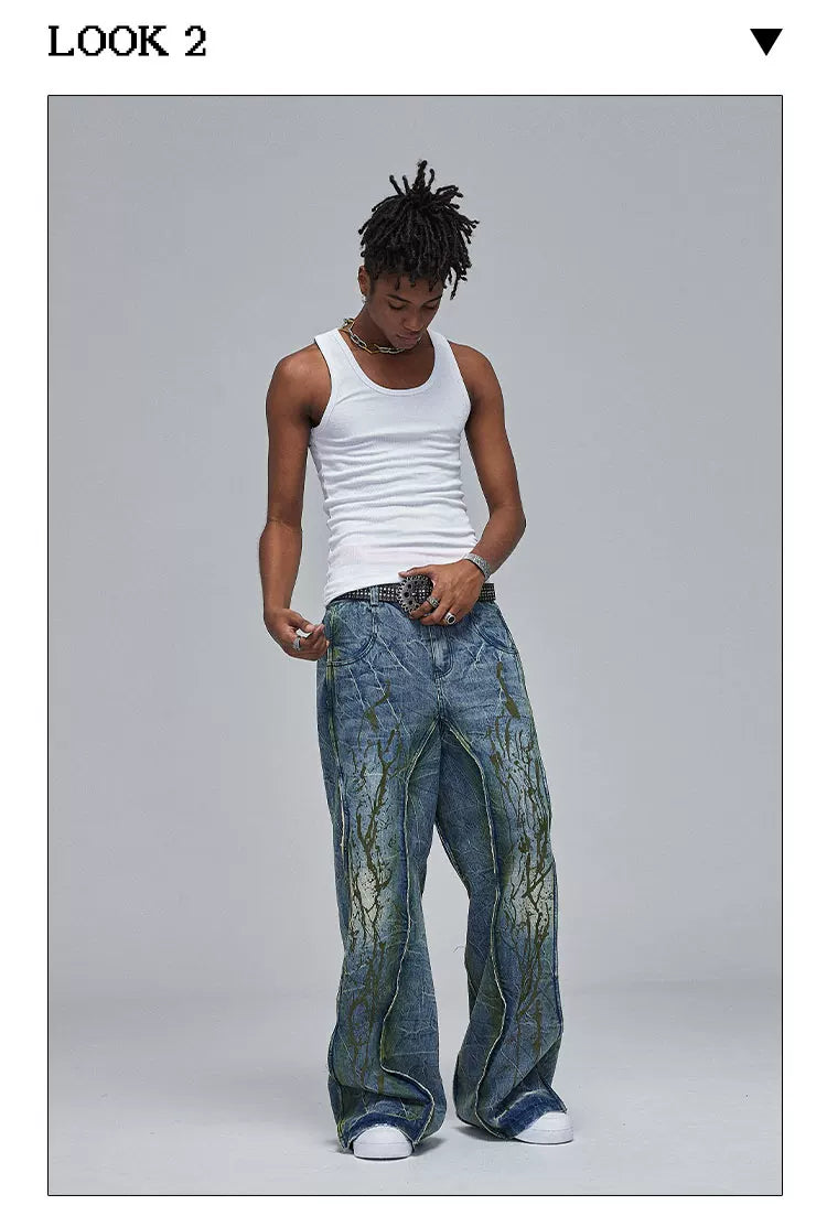 American Wide-Leg Washed Dirtyfit Jeans