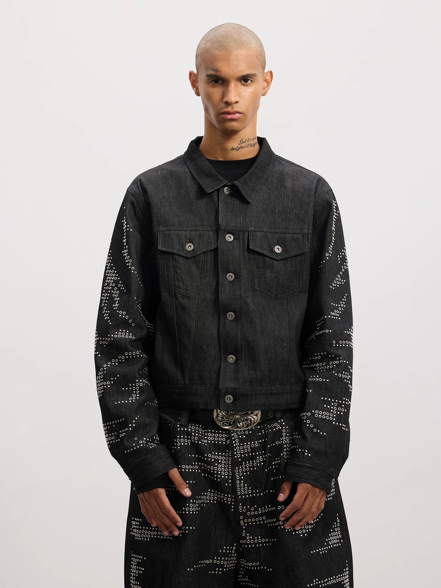 Tiger Sequin Boxy Cropped Denim Jacket