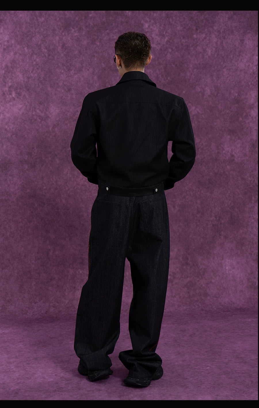 Men's Navy Padded Cropped Denim Jacket