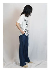 Unisex White Printed Modal V-Neck Tees