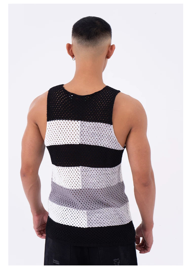 Men's Breathable Colorblock Mesh Knit Vest