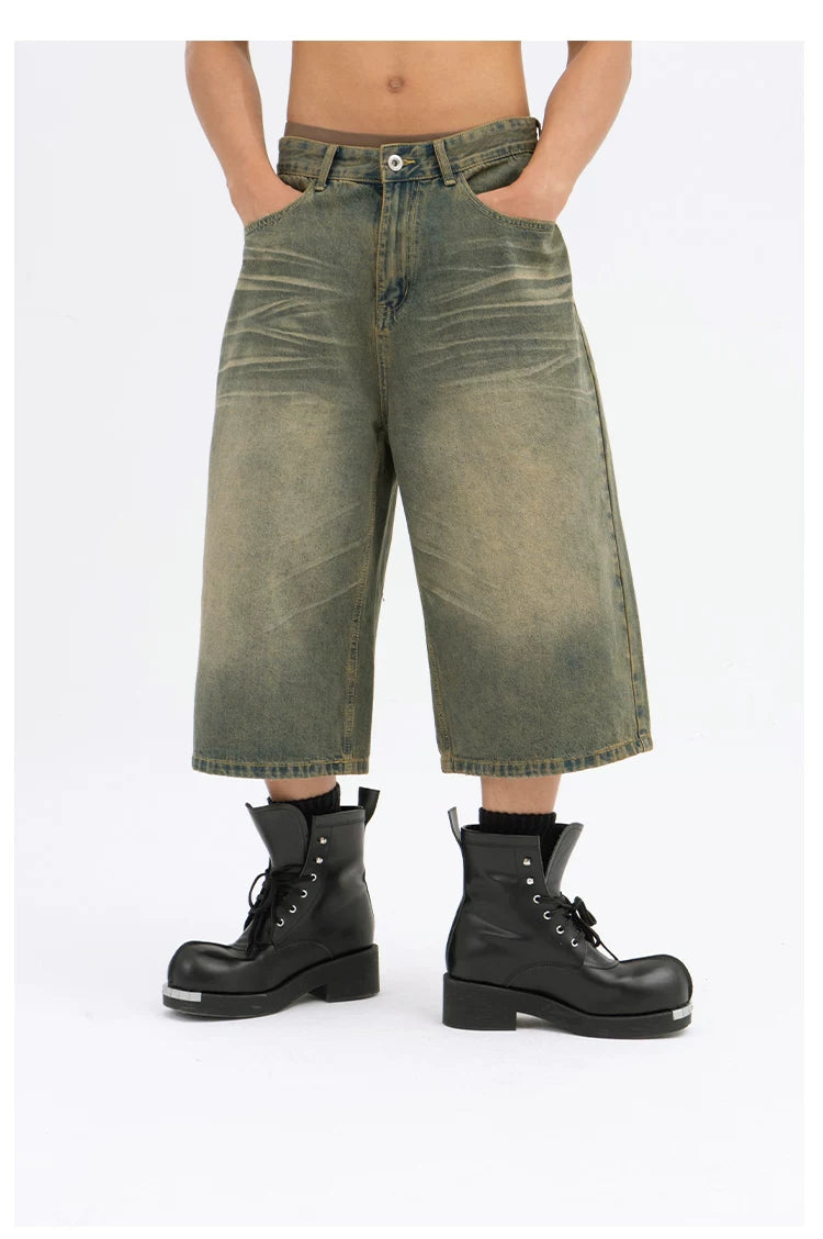 Men's Loose Cropped Denim Shorts