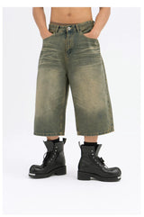 Men's Loose Cropped Denim Shorts