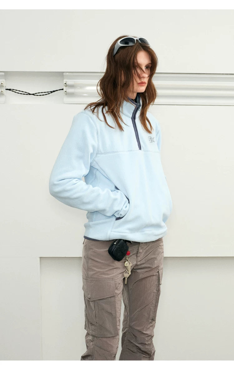 Warm Fleece Stand Collar Pullover Jacket