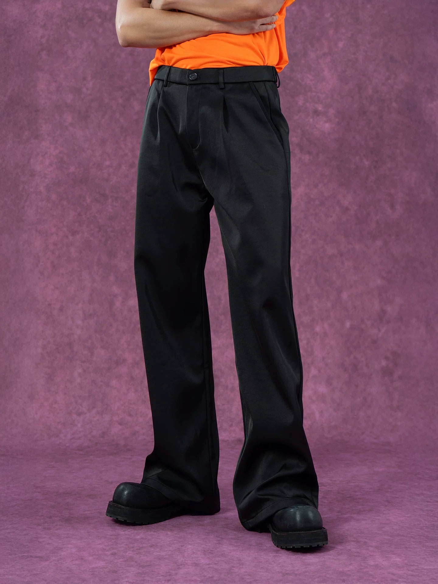Men's Loose Satin Straight Leg Pants