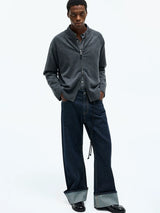 Merino Wool Cashmere Zip Crew Cardigan