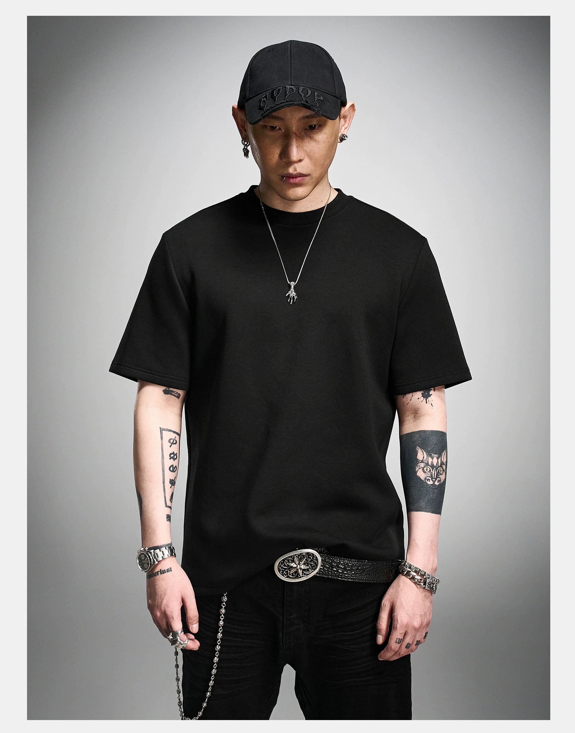 Black Boxy Short Sleeve Modal Tee