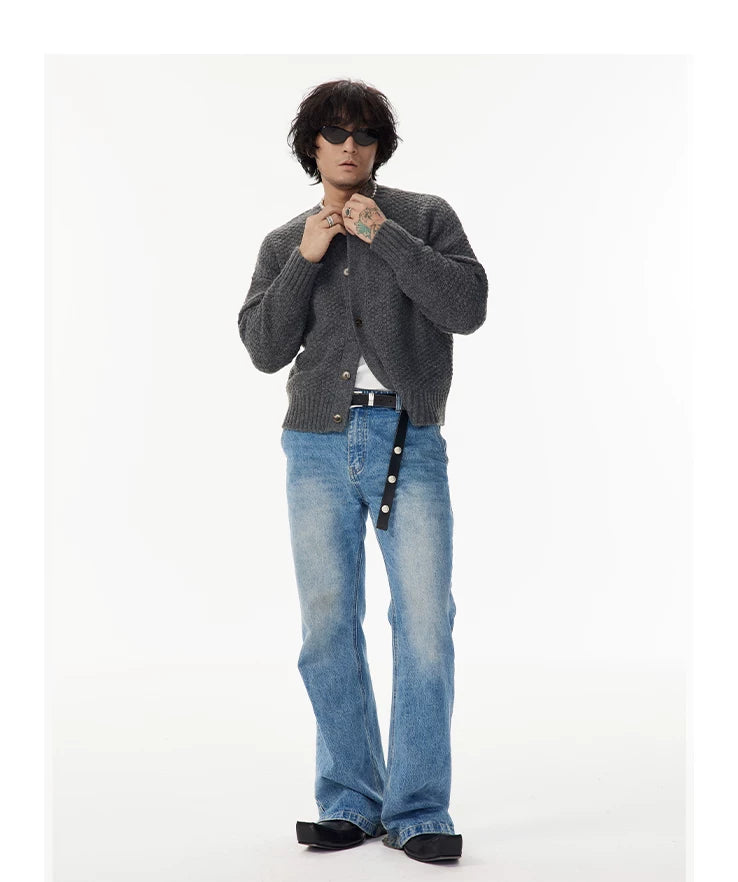 Gray Short Knit Cardigan Unisex