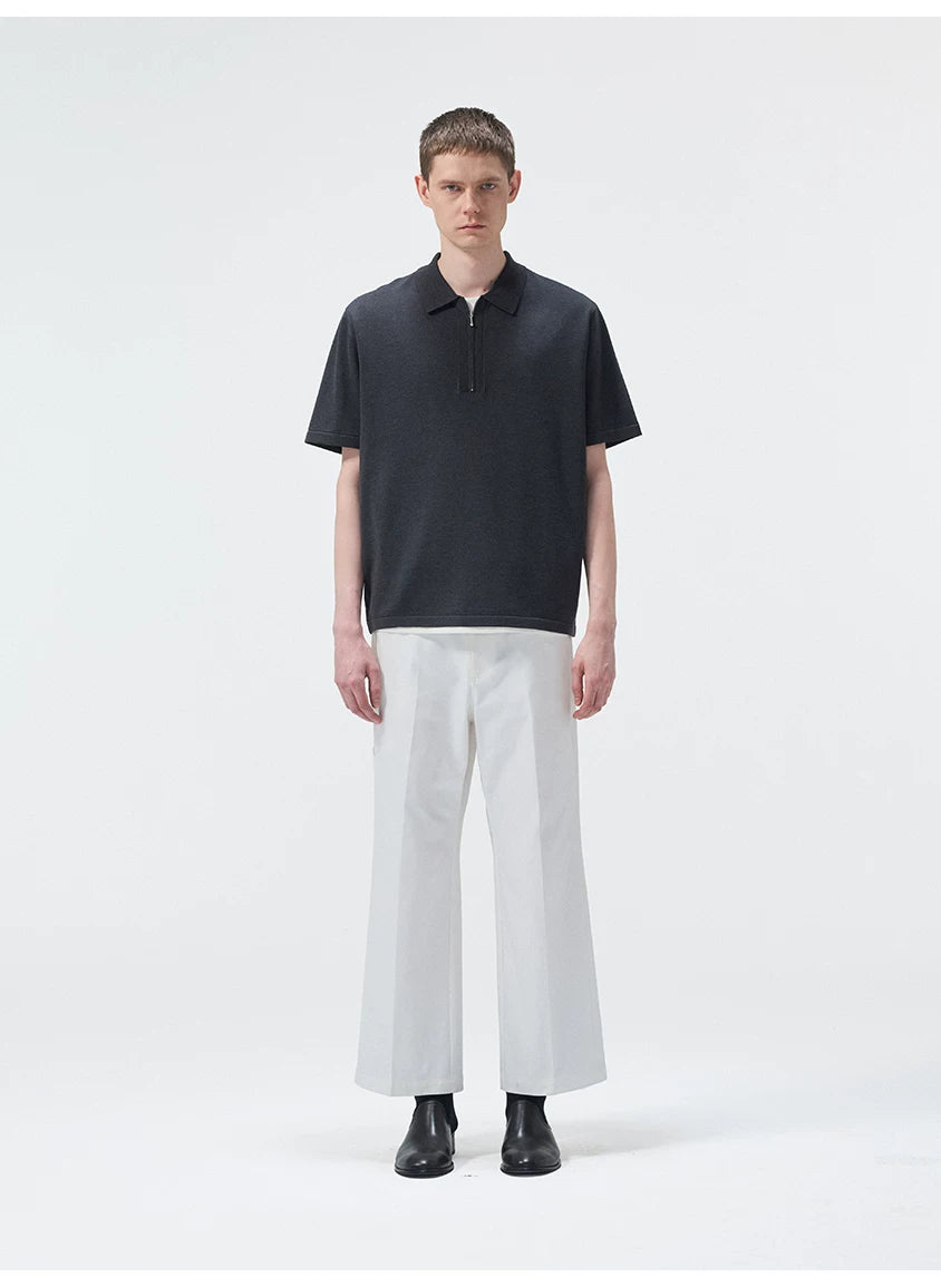 Short Sleeve Wool Silk Knit Top