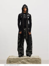 Tiger Print Curved Denim Jeans