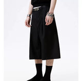 Metal Studded Pleated Wide Leg Shorts