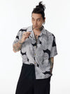 Sketch Print Hawaiian Cuban Collar Shirt