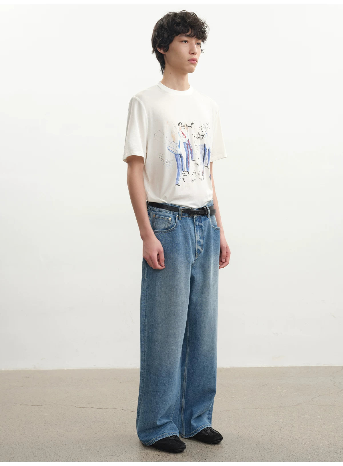 Printed Short-sleeve Tee with Tencel Wool