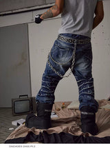 Cleanfit Blue Distressed Straight Flared Jeans