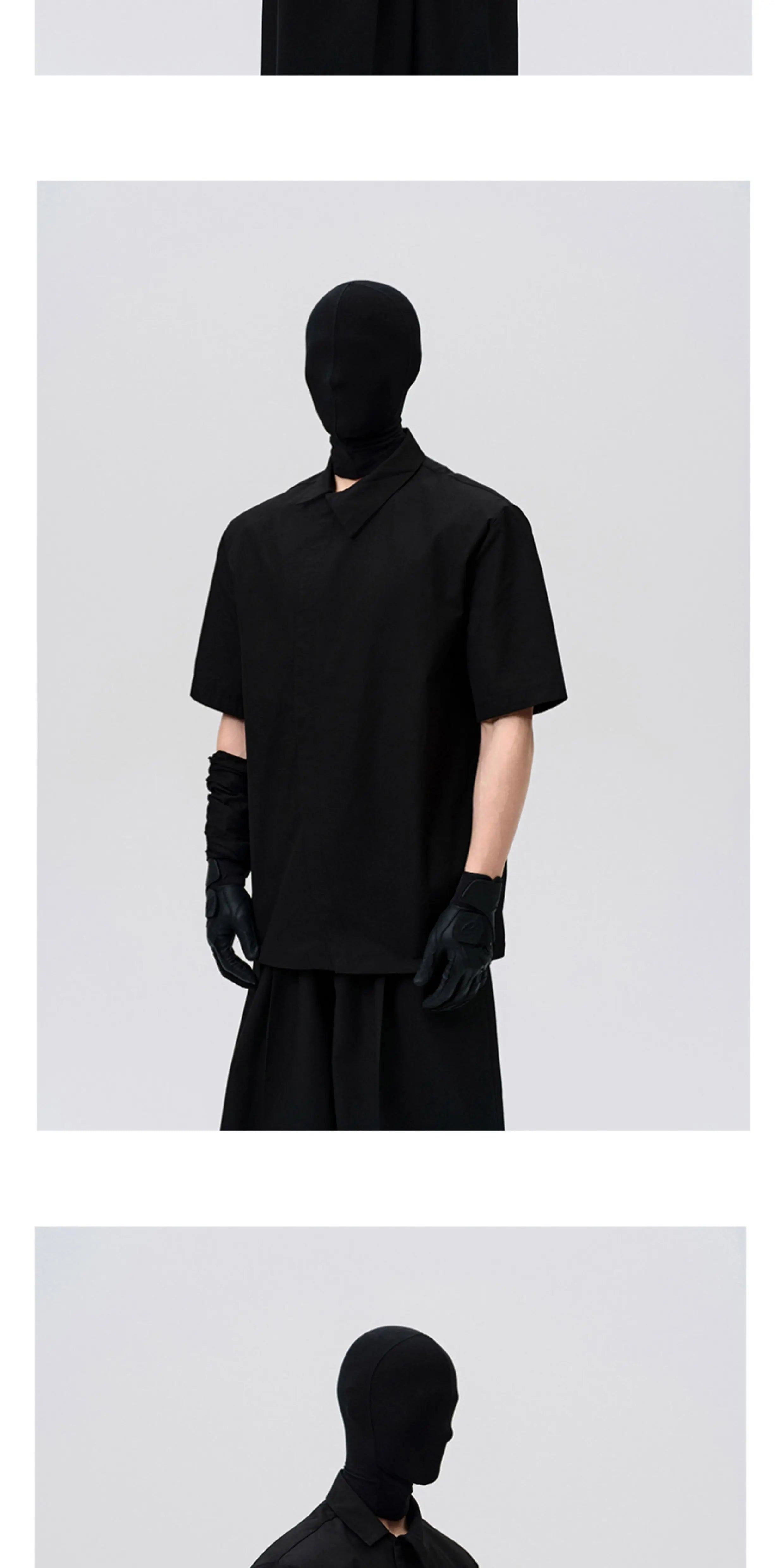 Asymmetric Slant Collar Short Sleeve Shirt