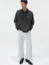 Striped Embroidered Long Sleeve Polo Tee