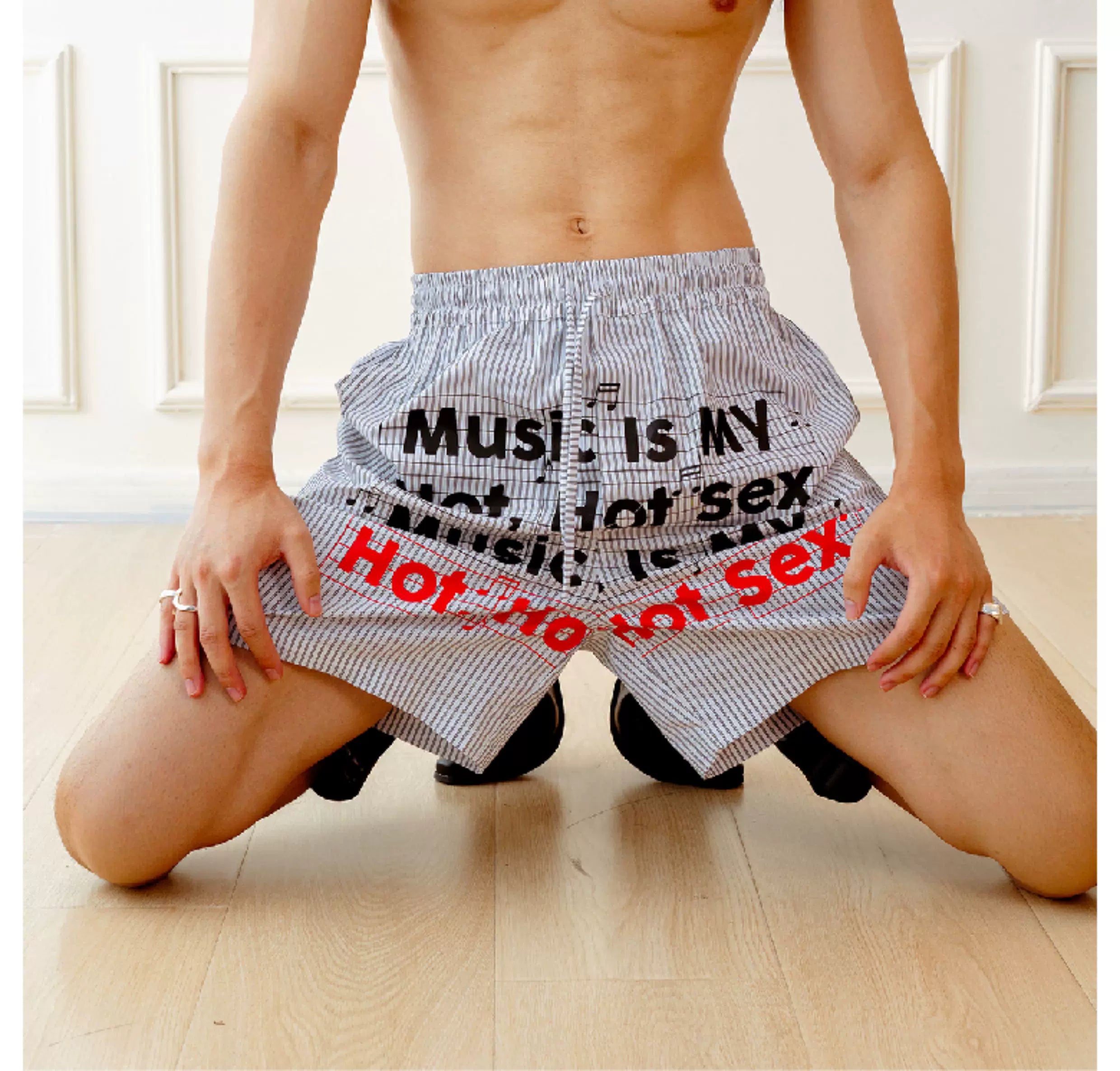 Unisex Vintage Striped Letter Print Boxers