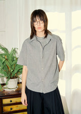 Men's Double-layered Short-sleeved Plaid Linen Shirt