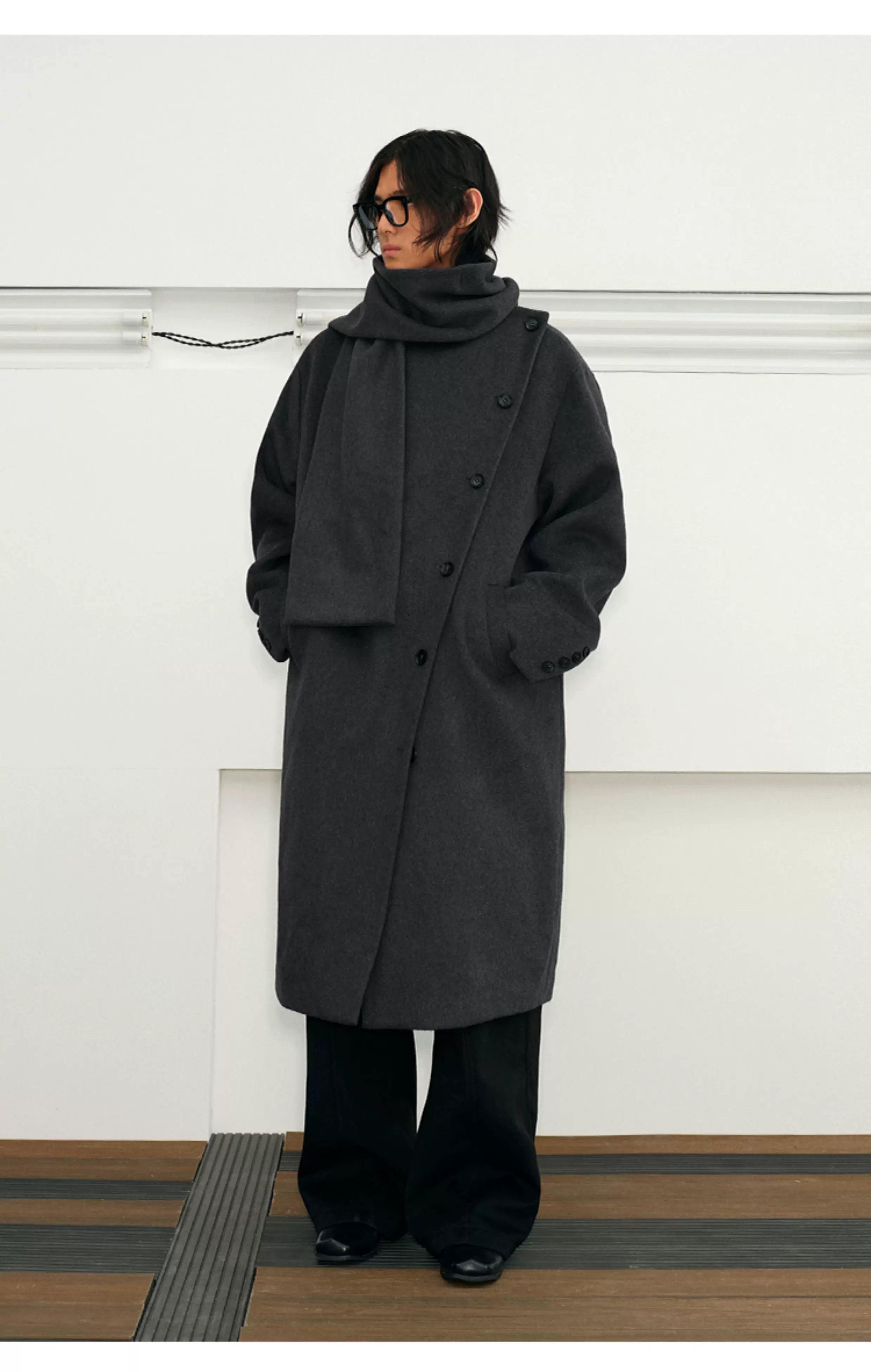 Men's Long Wool Shawl Coat