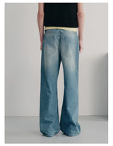 13.5oz Vintage Washed Straight Denim Jeans