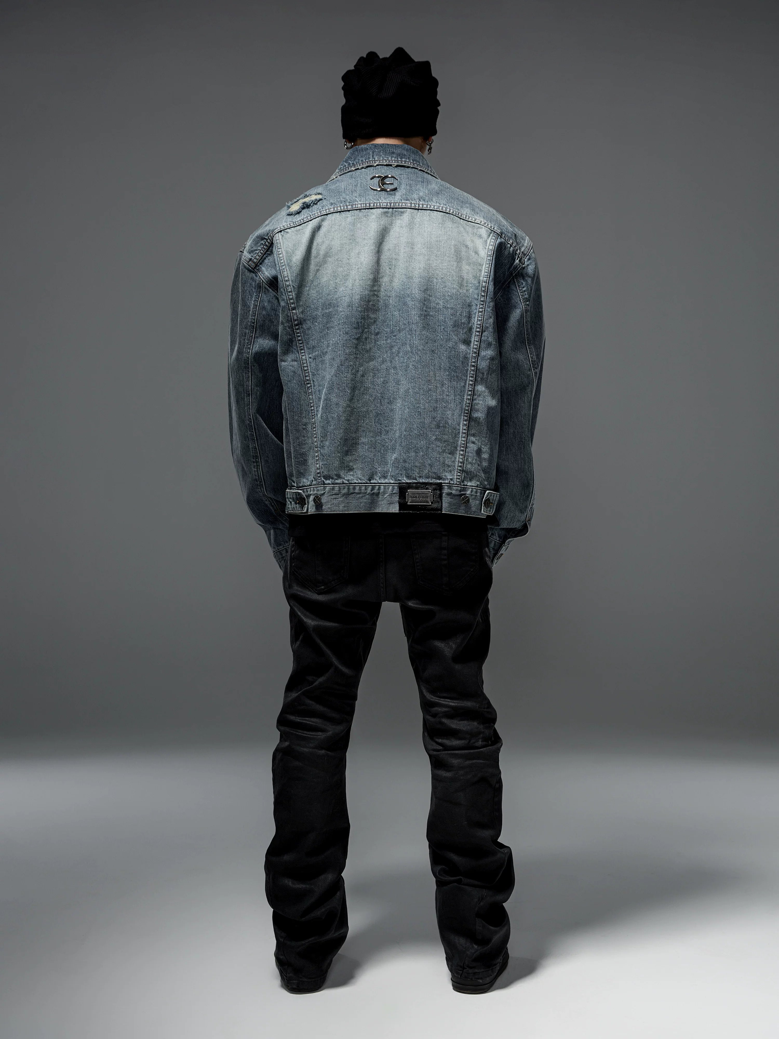 Loose Vintage Blue Distressed Denim Jacket