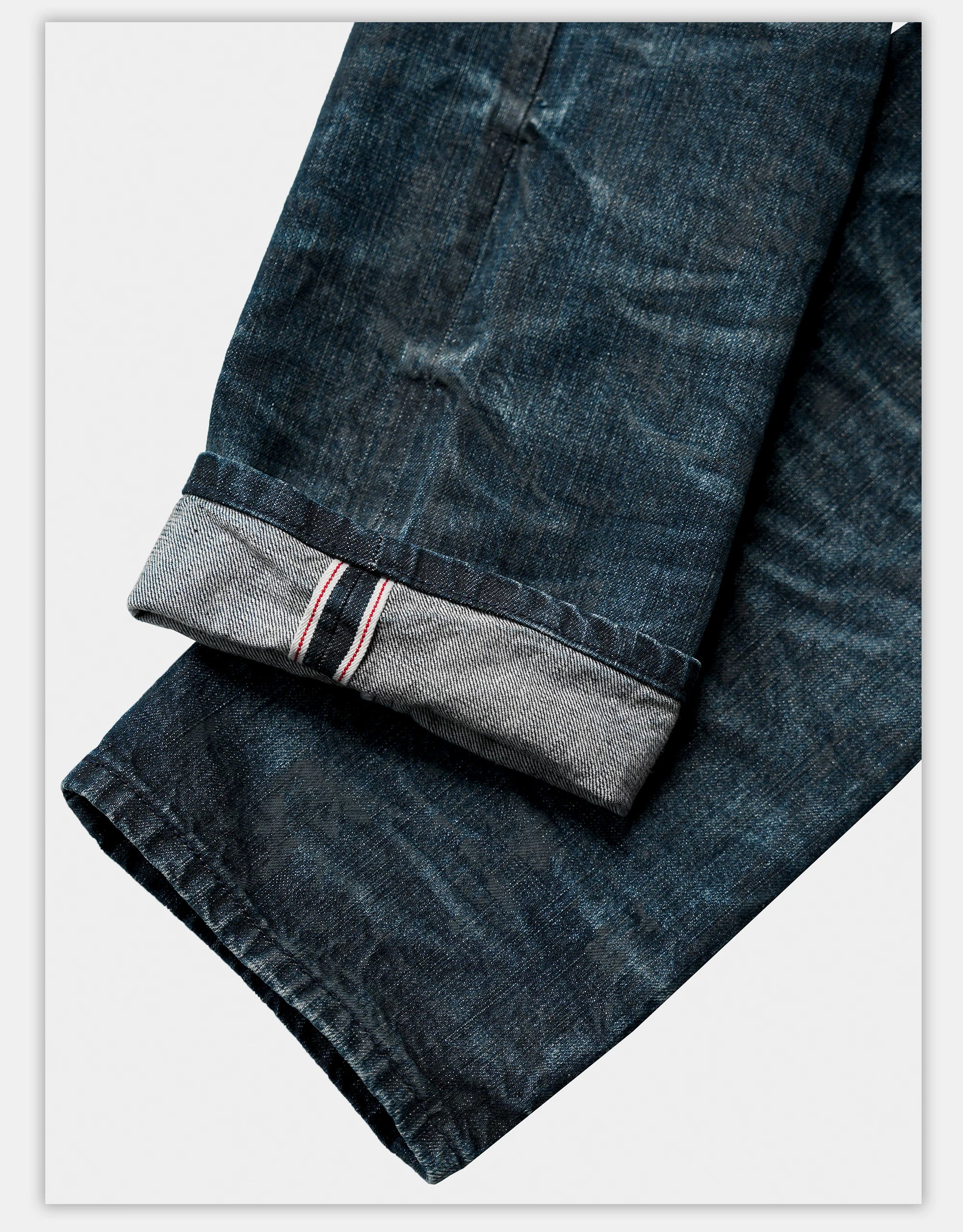 Distressed Washed Blue Straight Leg Jeans