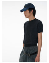 Gas Blue Long Brim Distressed Caps