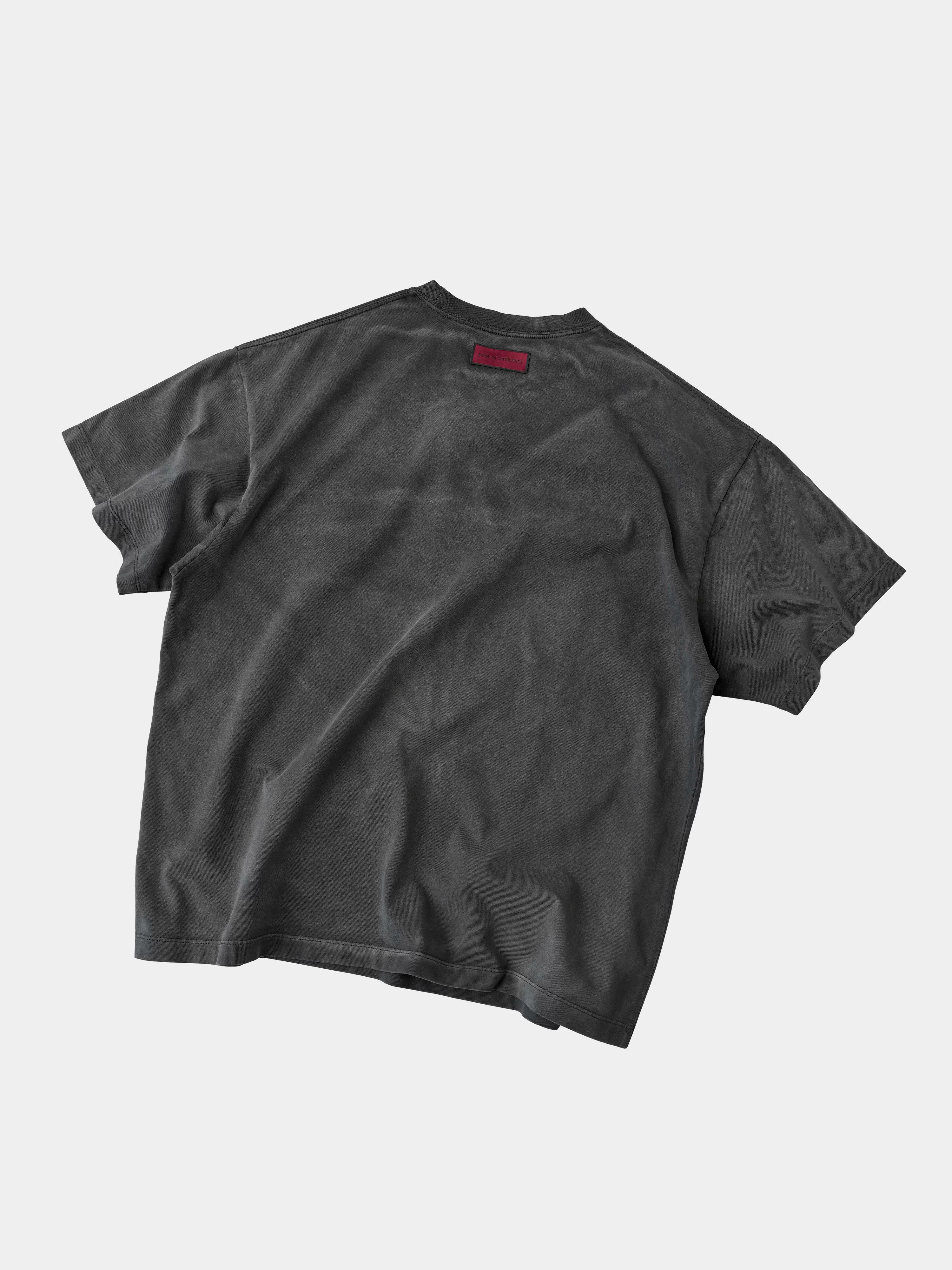 Loose Washed Dark Gray Printed Tee