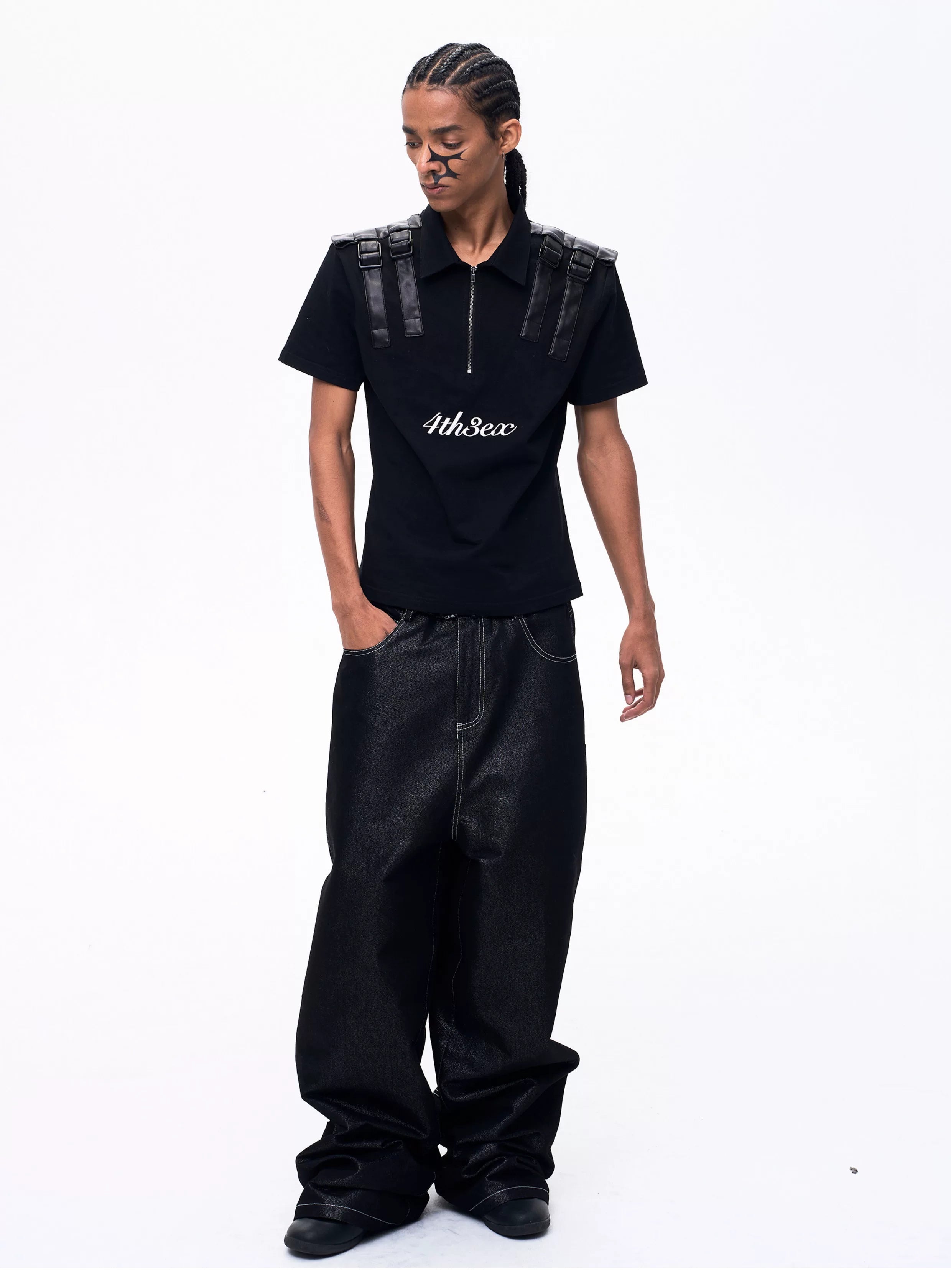 Men's Silver Multi Pocket Wide-Leg Jeans