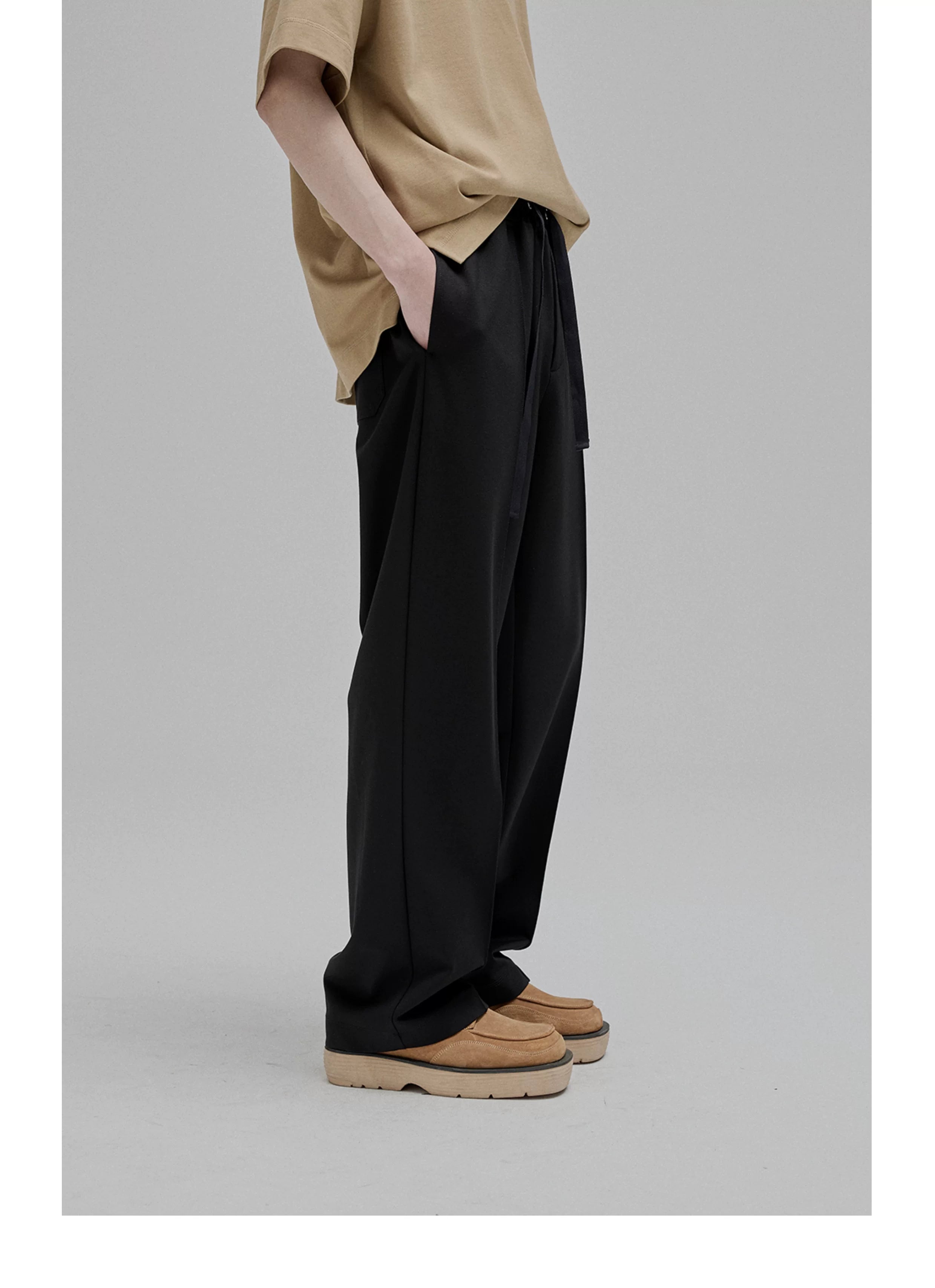 Tie Waist Straight Leg Knit Pants