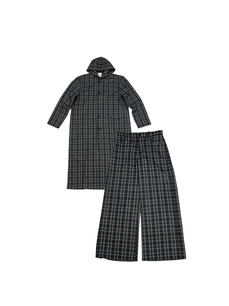 Lightweight Plaid Hooded Robe Set